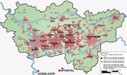 Map of the Ruhr conurbation