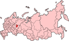 แผนที่แสดงเขตปกครองตนเองโคมี-เปียร์เมียคในประเทศรัสเซีย
