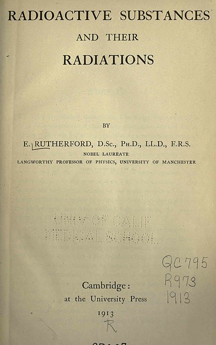 Radioaktive Substanzen und ihre Strahlungen, 1913