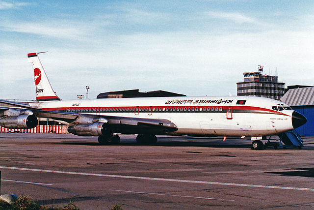Biman Bangladesh Airlines Boeing 707 freighter at Manchester Airport