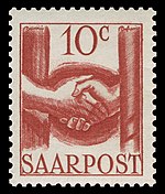 Stamp of the Saar Protectorater, 1948 Saar 1948 239 Handedruck.jpg