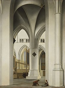 Pieter Saenredam, Le Chœur de l’église Saint-Bavon à Haarlem, vue de la Kerstkapel (1636).