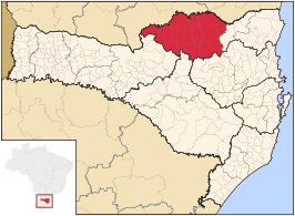 Ligging van de Braziliaanse microregio Canoinhas in Santa Catarina