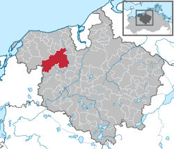 Elhelyezkedése Mecklenburg-Elő-Pomeránia térképén