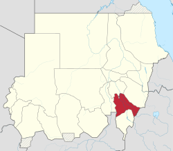 Sennarin sijainti Sudanissa.
