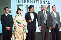 Shinohara Tetsuo, Sato Koichi, Honda Tsubasa, Robert Zemeckis & Jack Rapke at Opening Ceremony of the 28th Tokyo International Film Festival (21834328234).jpg