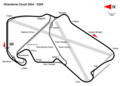 2004 to 2009: Pit exit lane length reduced. Track length: 5.141 km. Lap record: Sebastian Vettel, Red Bull-Renault, 1:18.119 (2009 British Grand Prix).