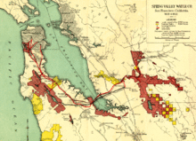 1922 map showing the pipelines of the SVWC and the Sunol Water Temple Springvalley-lg2.gif