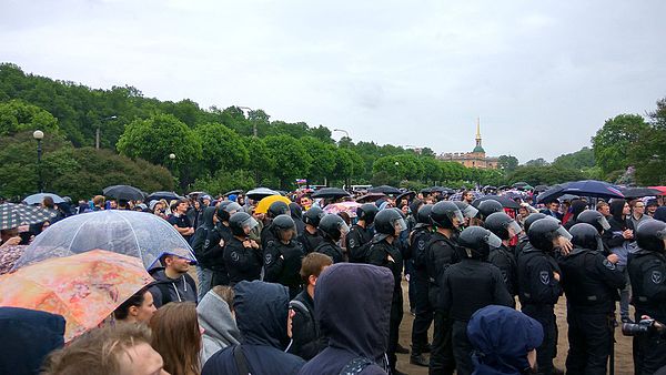 Saint Petersburg, Field of Mars, 12 June 2017, OMON during the rally