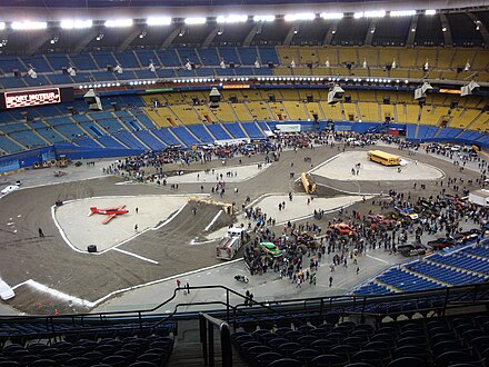 A view from the upper deck of the monster truck layout