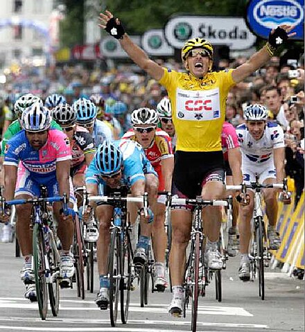 Lors de sa victoire dans la 3e étape du Tour de France 2007.