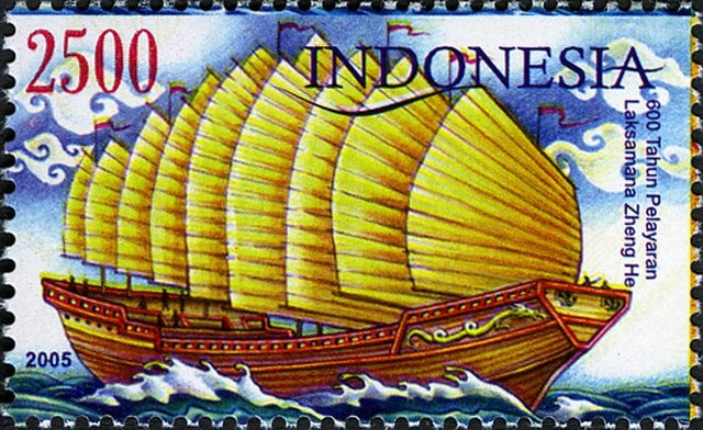 Stamps of Indonesia commemorating Zheng He's voyages to secure the maritime routes, usher urbanization and assist in creating a common prosperity