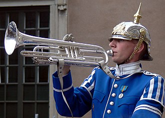 A member of the Life Guards' Dragoon Music Corps. Stockholm - Schloss - Wachablosung 28.jpg