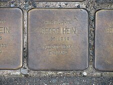 Stolperstein Georg Hein, 1, Heinrichstraße 22, Oststadt, Hannover.jpg