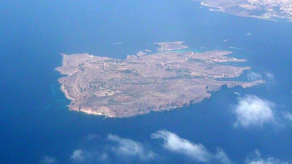 Aerial view of Comino