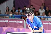 Deutsch: Tischtennis bei den Olympischen Jugendspielen 2018; Tag 9, 15. Oktober 2018; Mixed, Finale, Mixed-Doppel – Miu Hirano (JPN) gegen Sun Yingsha (CHN) 2:3 English: Table tennis at the 2018 Summer Youth Olympics at 15 October 2018 – Mixed Final, Mixed-Double – Miu Hirano (JPN) Vs Sun Yingsha (CHN) 2:3