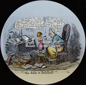 George Cruikshank (27 September 1792 - 1 February 1878) cartoon about teaching Grandma to suck eggs Teaching Grandma to suck eggs.png