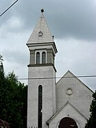 Reformed (Calvinist) church in Novi Sad; services are held in Hungarian. Telep, Calvinist church.jpg