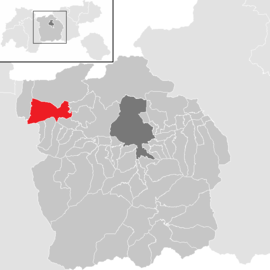 Poloha obce Telfs  v okrese Innsbruck-vidiek (klikacia mapa)