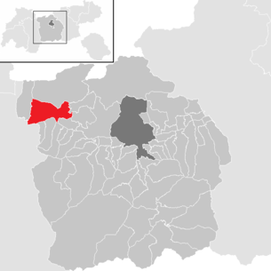 Lage der Gemeinde Telfs im Bezirk Innsbruck-Land (anklickbare Karte)