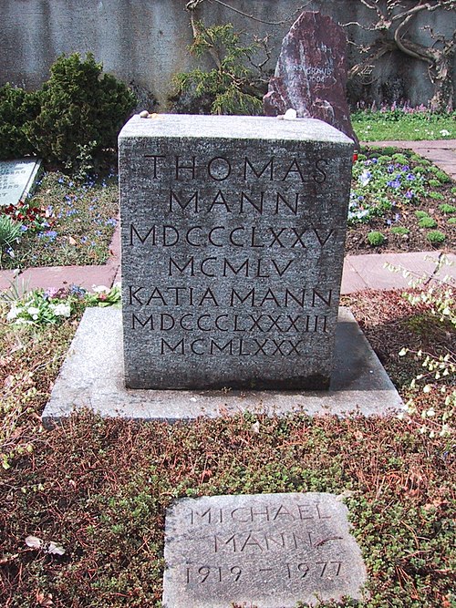 The grave of Thomas, Katia, Erika, Monika, Michael, and Elisabeth Mann, in Kilchberg, Switzerland