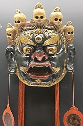 Tibetan Citipati mask depicting Mahakala. The skull mask of Citipati is a reminder of the impermanence of life and the eternal cycle of life and death. Tibetan Mask.jpg