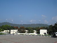 India is the fifth largest producer of  wind powered electricity. Shown here is a view of the windmills on the Seshachalam Hills.