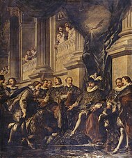 Tróia - Primeiro capítulo da Ordem do Espírito Santo celebrado por Henrique IV na igreja do convento dos Grands-Augustins em Paris (1595) .jpg