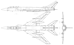 A Tu–128 háromnézeti rajza