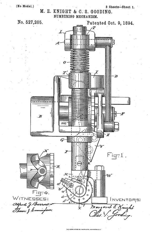 Margaret E.Knight-en zenbakitzaile automatikoa.