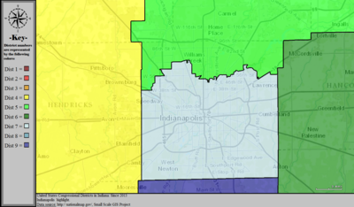 Districts du Congrès des États-Unis dans l'Indiana (point culminant du métro), depuis 2013.tif