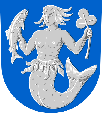 Merman pictured in the coat of arms of Vörå, Finland
