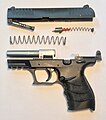 Walther CCP firearm, disassembled