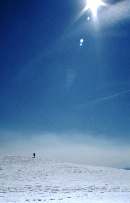 Wanderer near the summit in early May 1990.