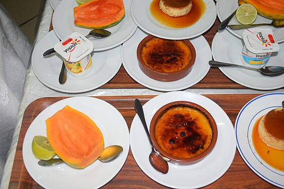 Dessert and fruit during a dinner in Abidjan on the Ivory Coast