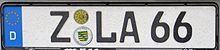 1-letter area code Z for Zwickau Zwickau license plate.JPG