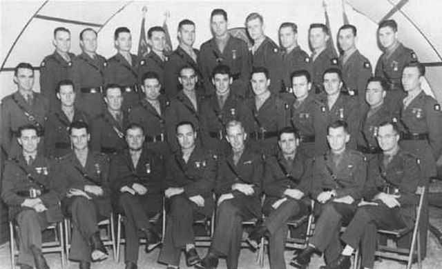 Officers of the 1st Provisional Marine Brigade pose for a photograph in Iceland in 1941.