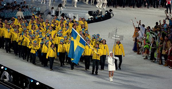 The athletes entering the stadium during the opening ceremonies.
