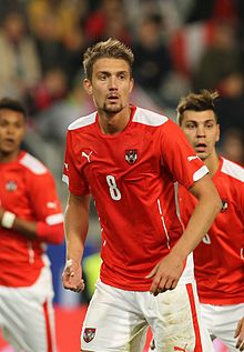 Stefan Ilsanker with the Austria national football team, 2014 2014-05-30 Austria - Iceland football match, Stefan Ilsanker 0985-crop.jpg