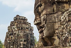 Kamienne twarze w świątyni Bajon w Angkor Thom