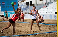 Deutsch: Beachhandball Weltmeisterschaften 2022; Tag 4: 24. Juli 2022 – Frauen, Halbfinale, Niederlande-Deutschland 0:2 (14:23, 14:26) English: 2022 Beach handball World Championships; Day 4: 24 July – Women Main Round – Netherlands-Germany 0:2 (14:23, 14:26)