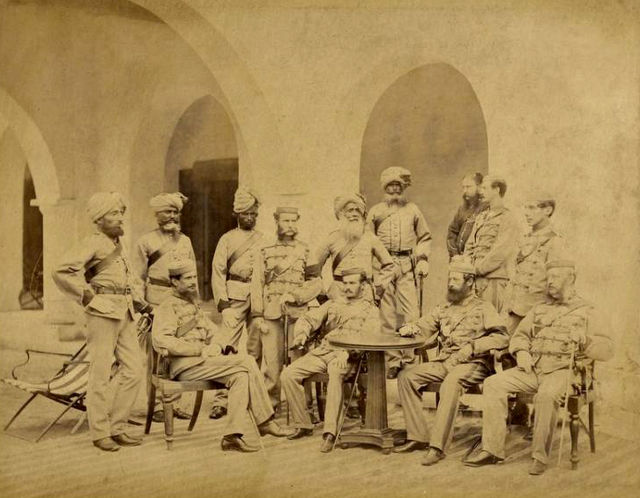 A group photograph of 21st (Punjab) Regiment of Bengal Native Infantry, 1866