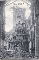 Vue de la tribune d'orgue partiellement détruite (guerre 1914-1918)