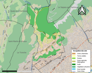 Mapa colorido mostrando o uso da terra.