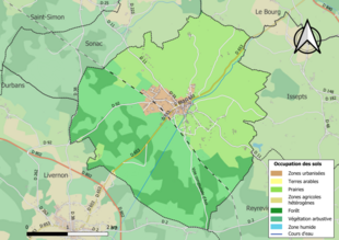 Barevná mapa znázorňující využití půdy.