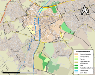 Barevná mapa znázorňující využití půdy.