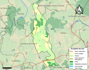 Barevná mapa znázorňující využití půdy.