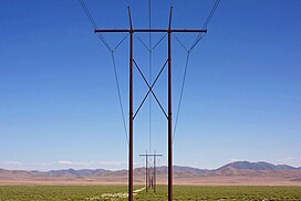A342, Crescent Valley, Nevada, USA, high-voltage AC transmission towers, 2011.jpg
