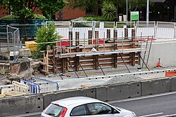 Construction techniques used to build concrete retaining walls along a potential sliproad along the Castle Street-Mytongate section of the A63, Kingston upon Hull.