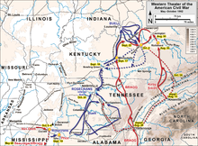 Map of army movements during the lead-up to the Battle of Perryville